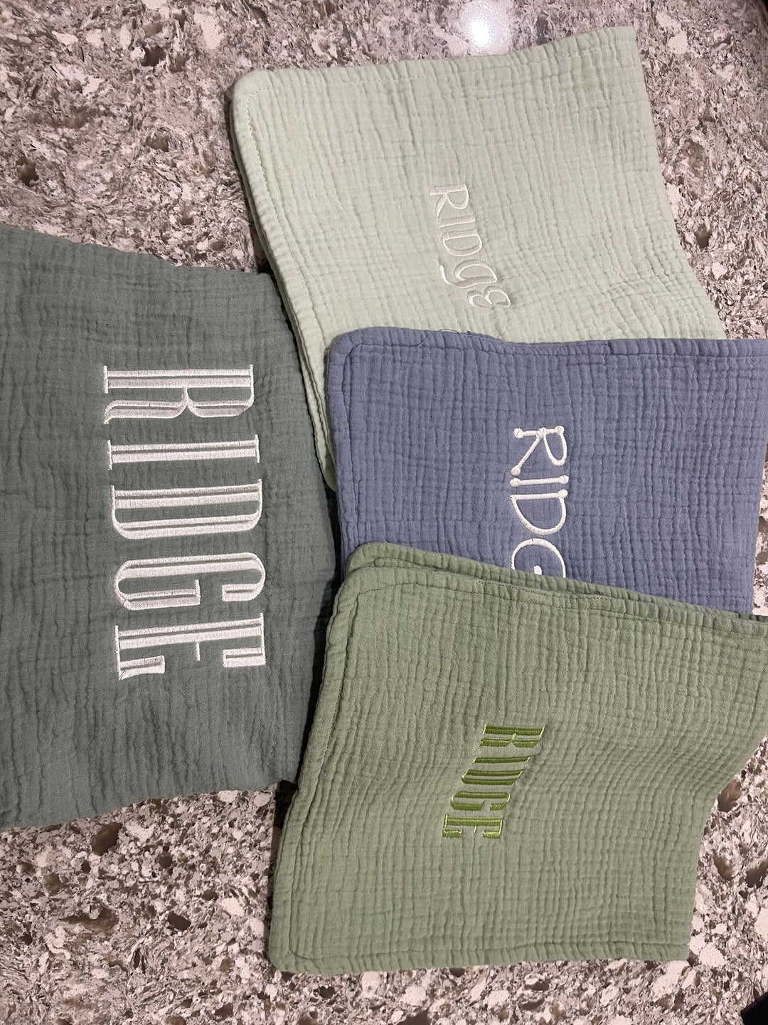 Baby Burp Cloth with Name Embroidered