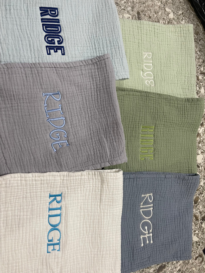Baby Burp Cloth with Name Embroidered