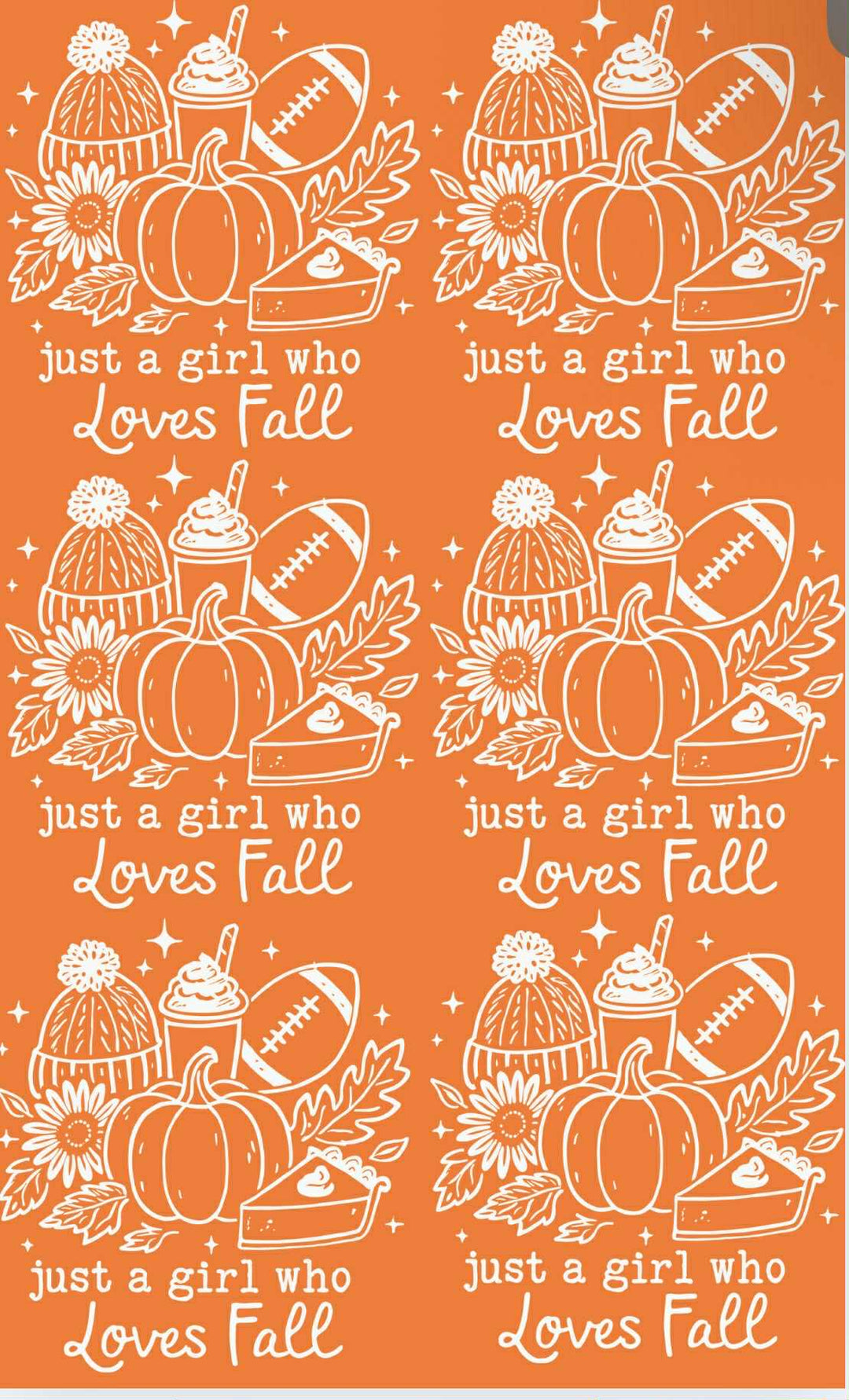 JUST A GIRL #2 FALL DESIGNS PREMADE GANG SHEET 22.5"X36