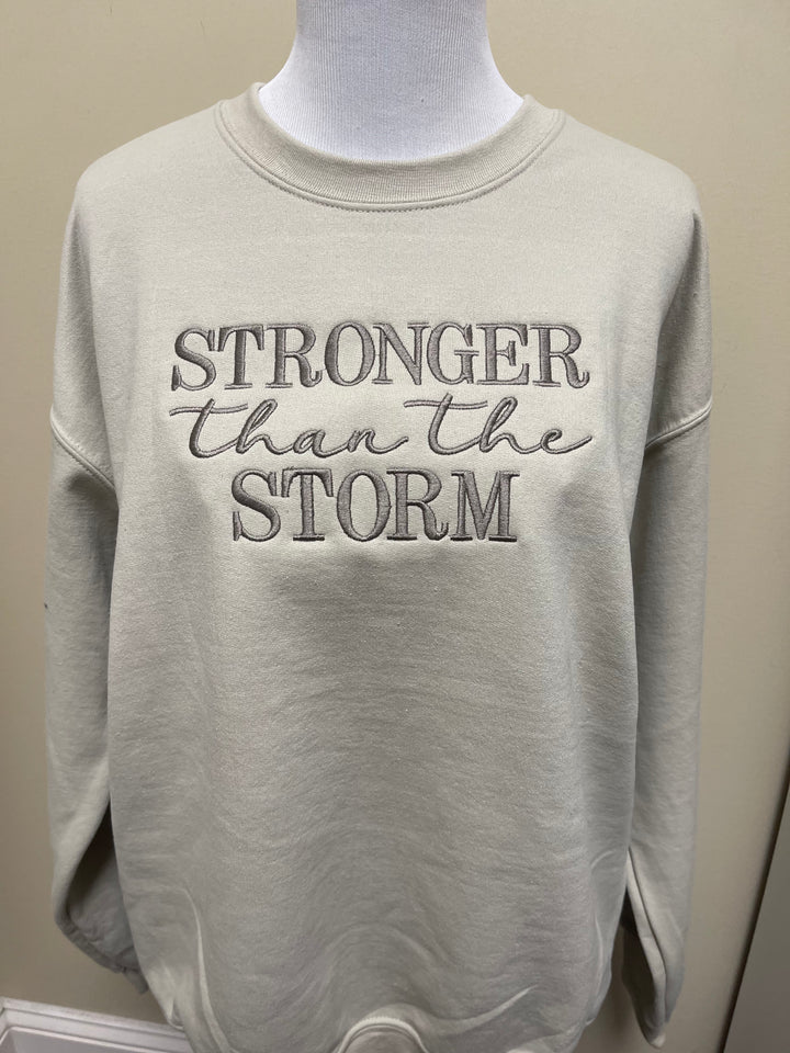 Stronger than the storm embroidered sweatshirt