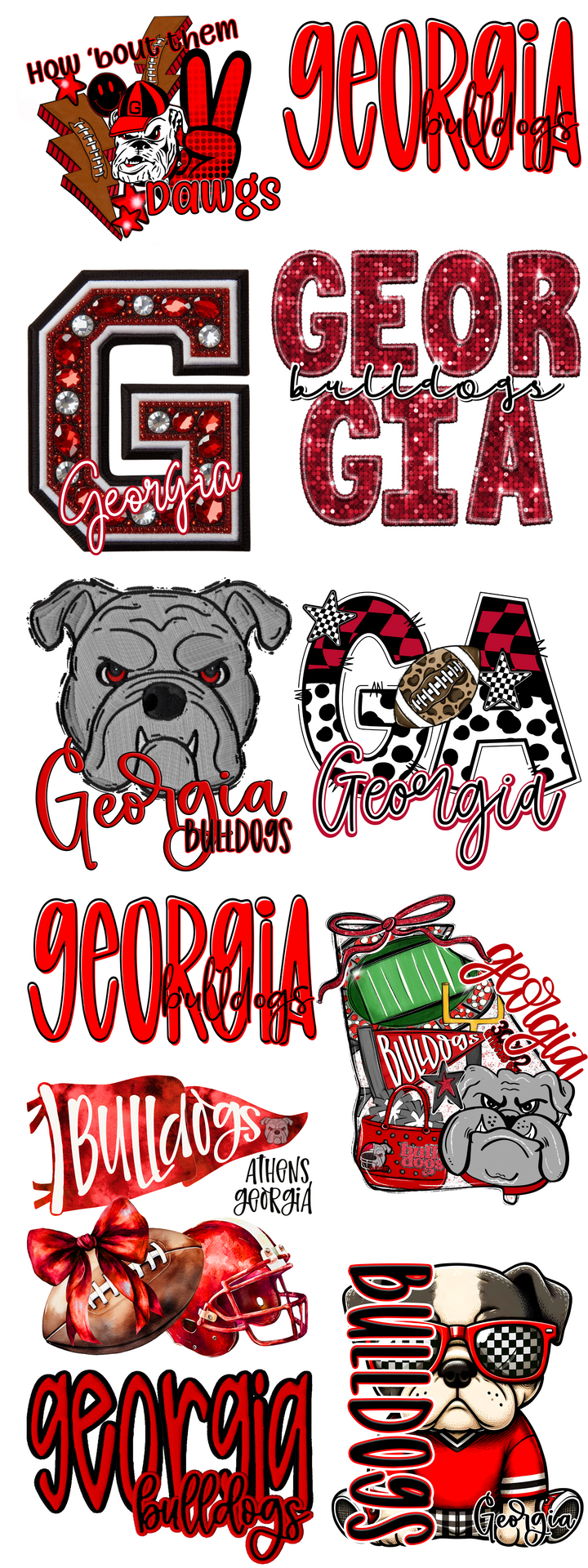 GO DAWGS GEORGIA BULLDOGS GANG SHEET 22.5"X60"