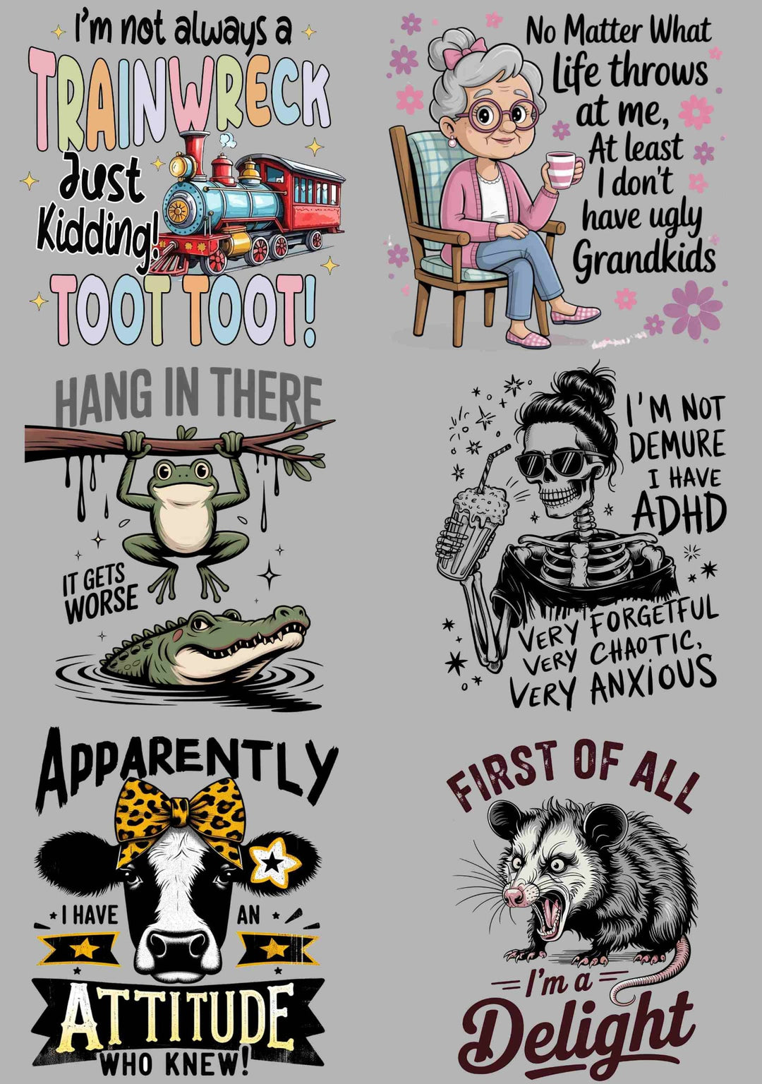 SNARK WITH A SIDE OF SARCASM GANG SHEET 22.5"X32