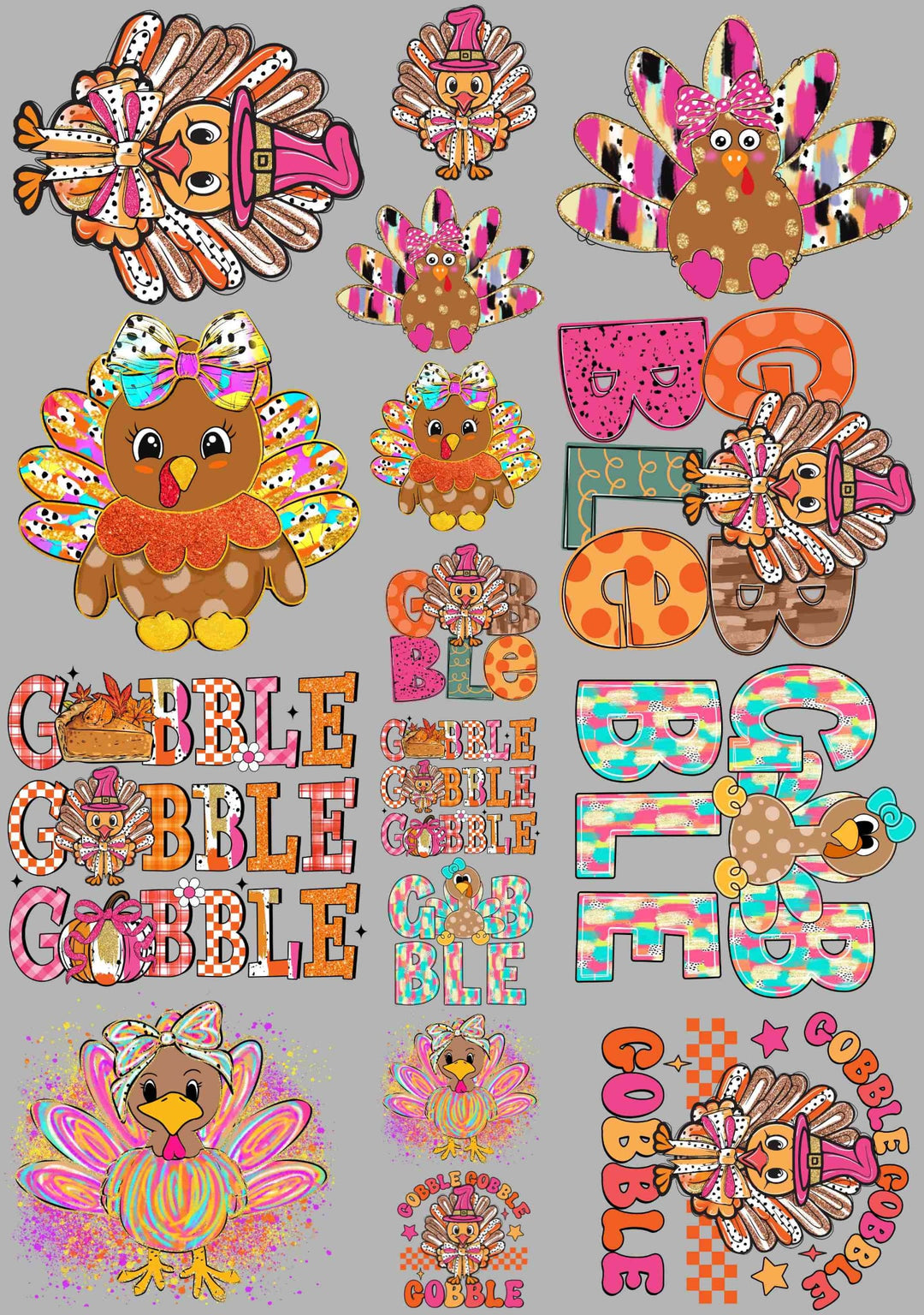 GOBBLE GOBBLE YOUTH GANG SHEET 22.5"X32