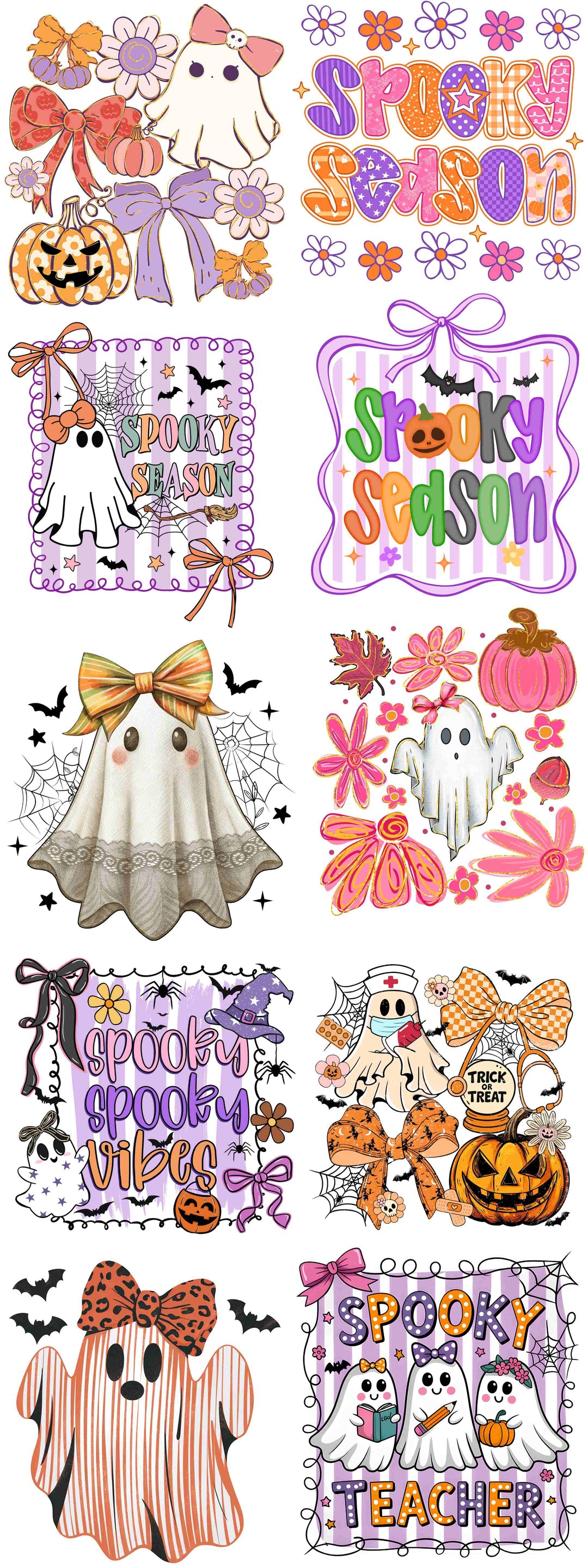 HALLOWEEN SPOOKY GHOST GANG SHEET 22.5"X60"