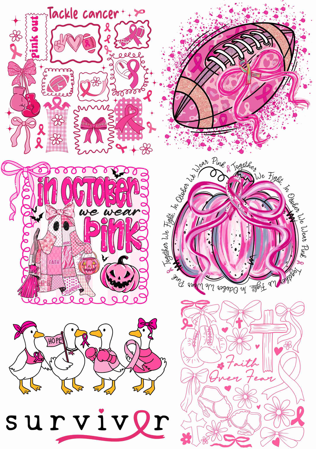 BREAST CANCER AWARENESS GANG SHEET 22.5"X32