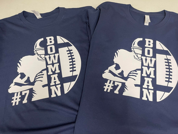 FREE SHIPPING Bella Canvas Personalized Football Player Tee with Number