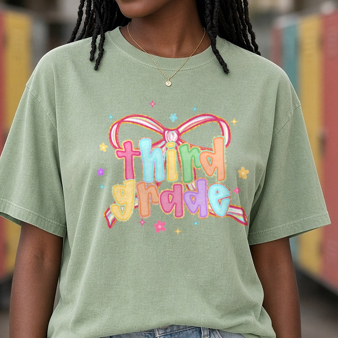 Back to School Transfer Third Grade DTF transfer shown on a Comfort Colors tee