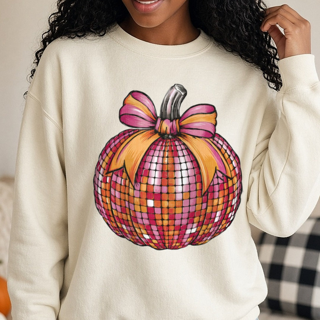 Halloween Fall Pumpkin DTF transfer shown on a Comfort Colors sweatshirt