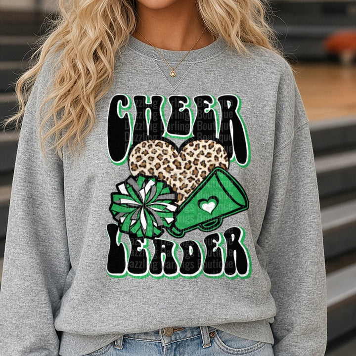 Pickens Dragons Cheer Leader DTF transfer shown on a Comfort Colors sweatshirt