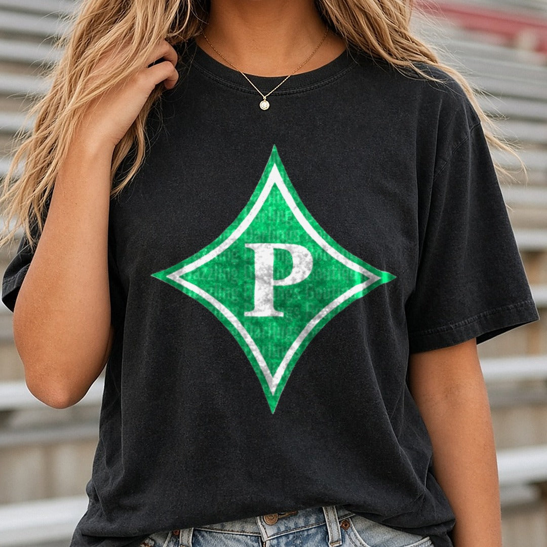 Pickens Dragons Diamond Logo DTF transfer shown on a Comfort Colors tee