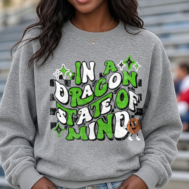 Pickens Dragons in a Dragon State of Mind Football DTF transfer shown on a Comfort Colors sweatshirt