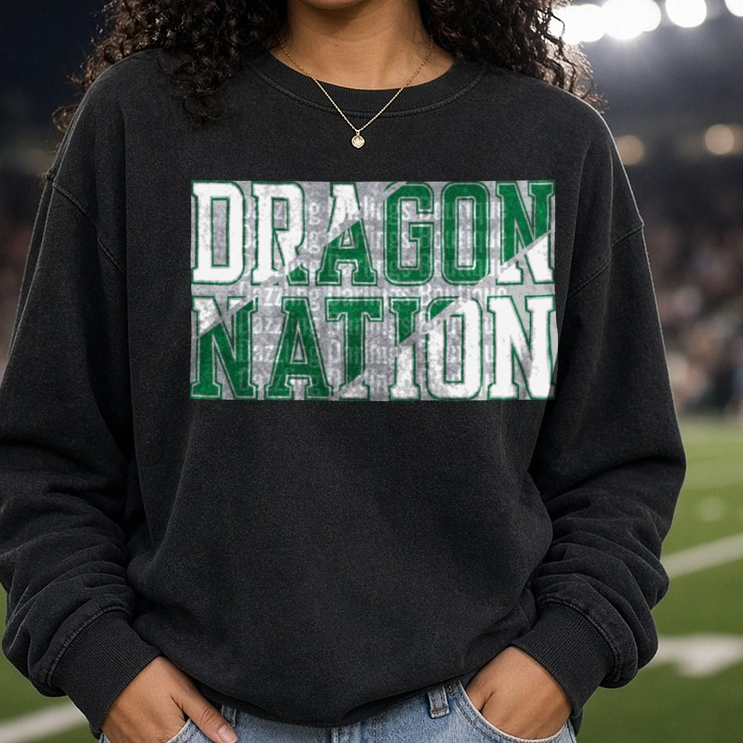 Pickens Dragons Dragon Nation White DTF transfer shown on a Comfort Colors sweatshirt