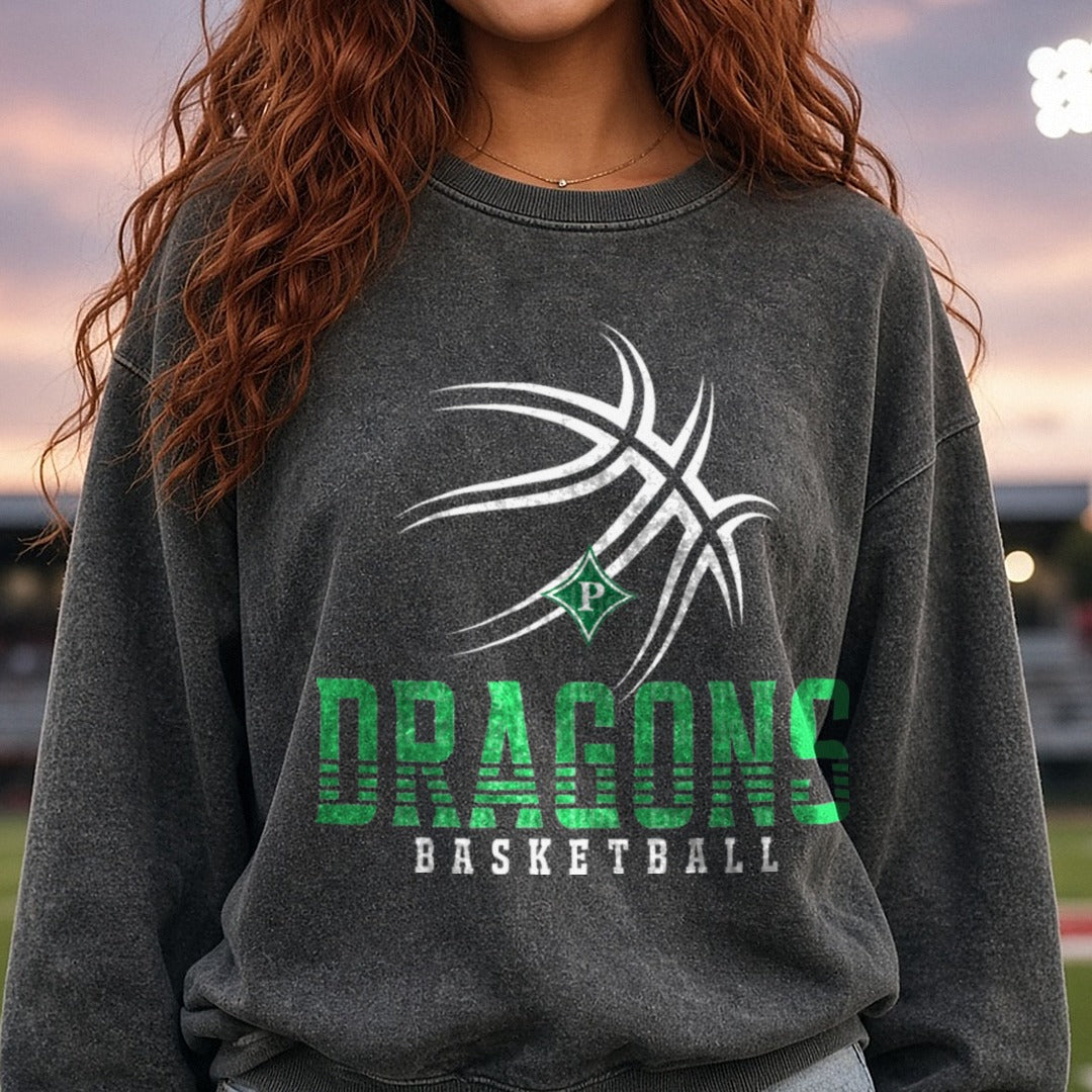 Pickens Dragons DTF transfer shown on a Comfort Colors sweatshirt