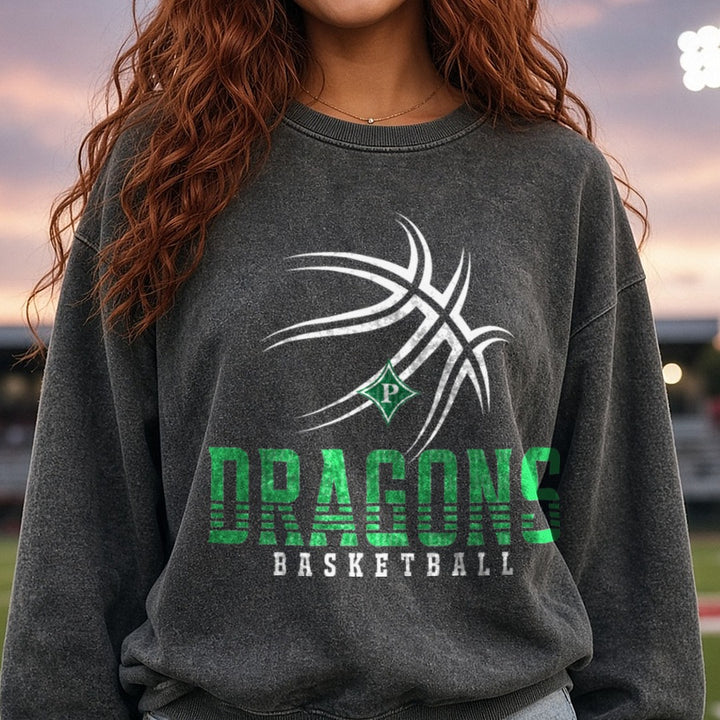 Pickens Dragons DTF transfer shown on a Comfort Colors sweatshirt