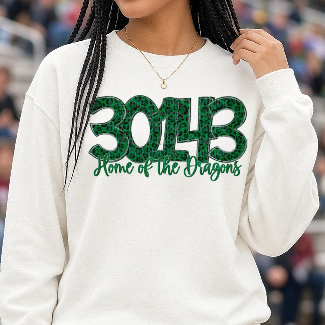 Pickens Dragons Dragons 30143 DTF transfer shown on a Comfort Colors sweatshirt