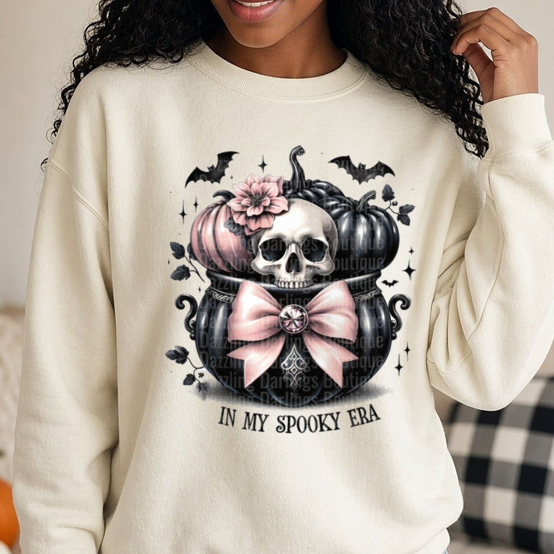 Halloween Fall in My Spooky Era DTF transfer shown on a Comfort Colors sweatshirt