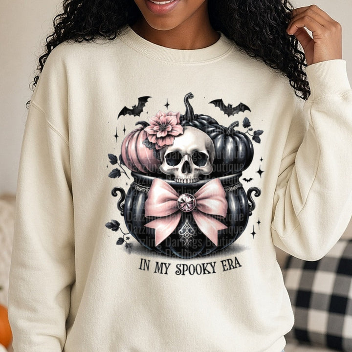 Halloween Fall in My Spooky Era DTF transfer shown on a Comfort Colors sweatshirt