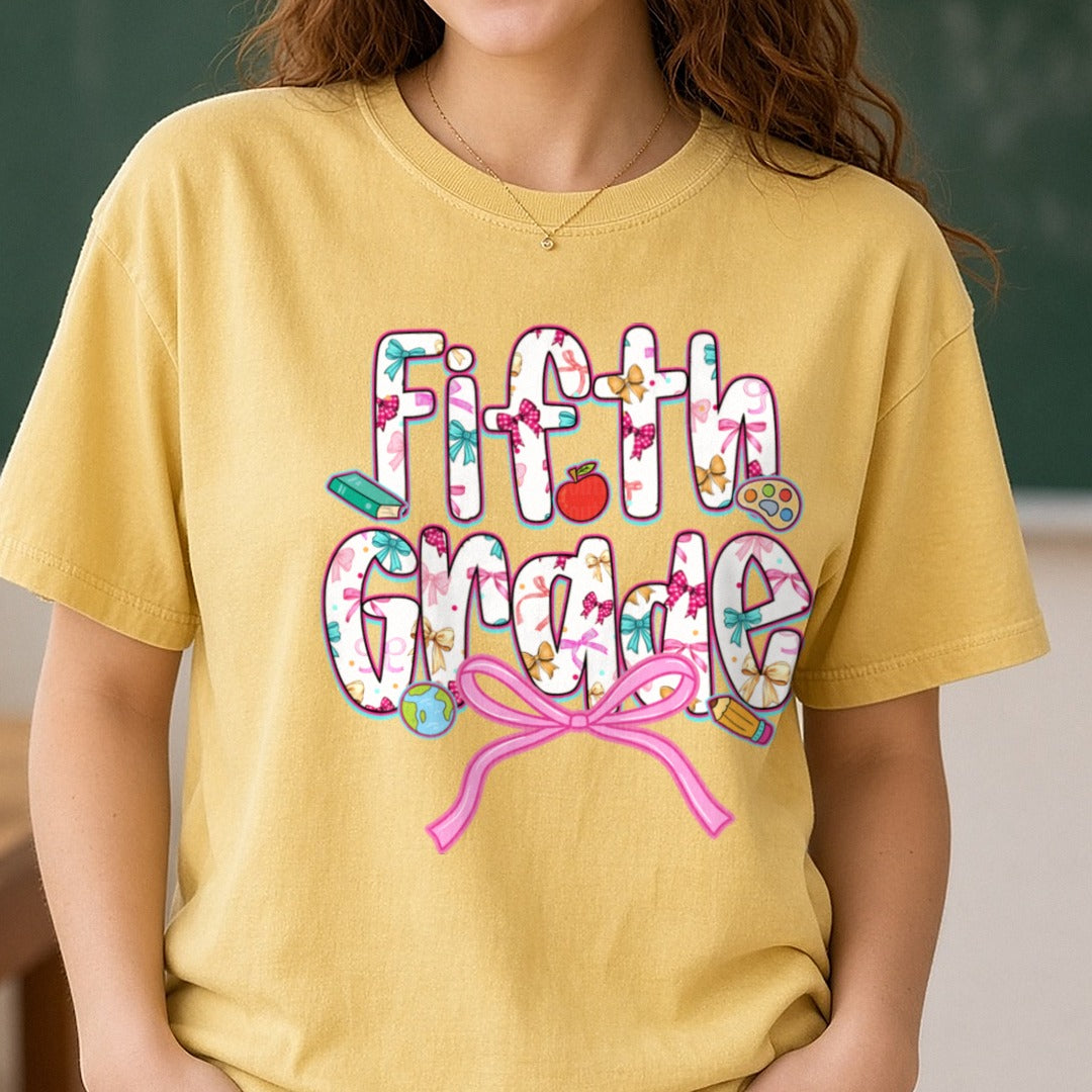 fifth grade DTF transfer shown on a Comfort Colors tee