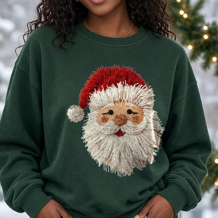 Santa Yarn String DTF transfer shown on a Comfort Colors sweatshirt