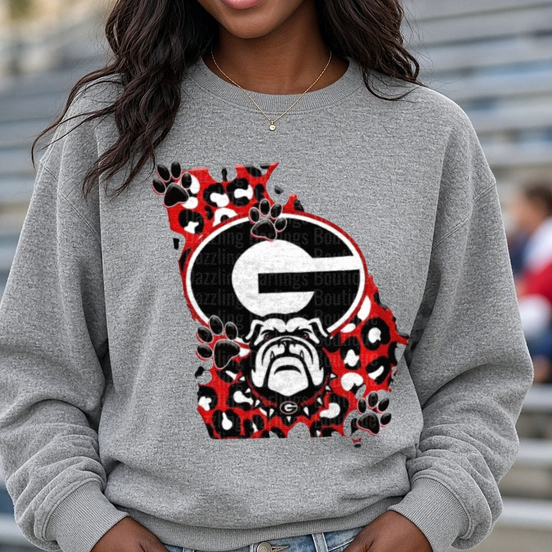 Georgia State with Big G DTF transfer shown on a Comfort Colors sweatshirt