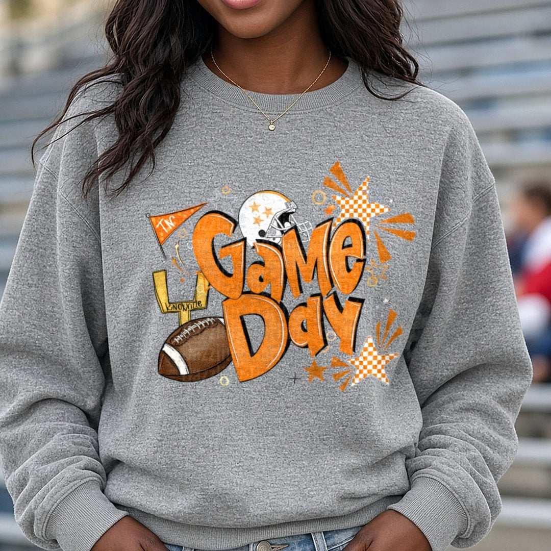 Game Day Tennessee DTF transfer shown on a Comfort Colors sweatshirt