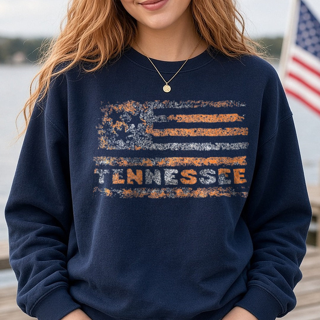 Tennessee Flag DTF transfer shown on a Comfort Colors sweatshirt