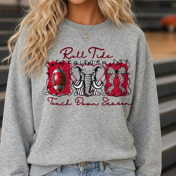 Alabama Roll Tide DTF transfer shown on a Comfort Colors sweatshirt