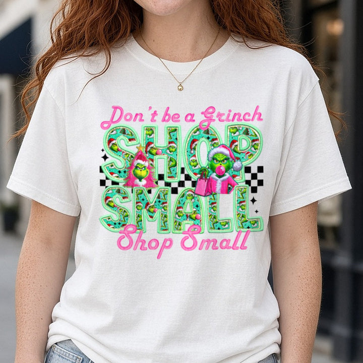 Shop small green guy DTF transfer shown on a Comfort Colors tee