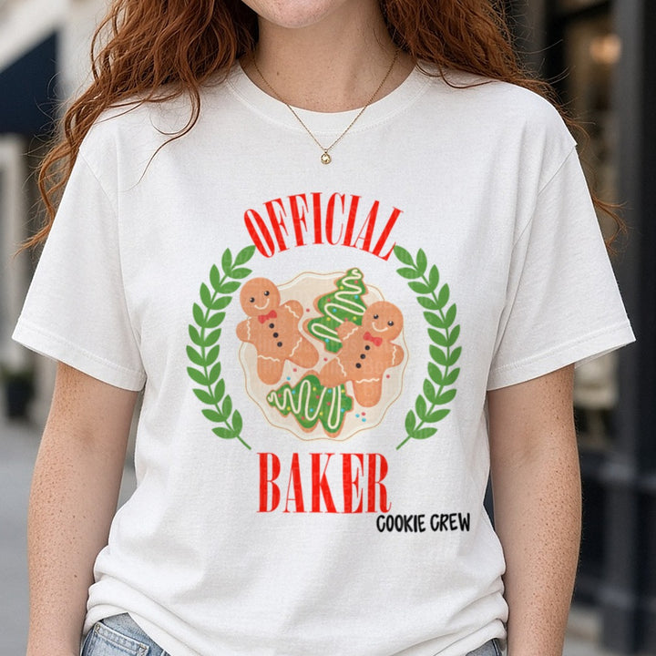 Baker Cookie Crew DTF transfer shown on a Comfort Colors tee