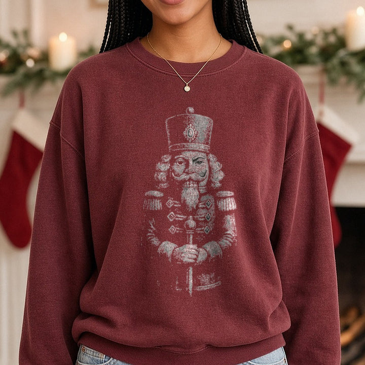 Half-tone Viral NUTCRACKER DTF transfer shown on a Comfort Colors sweatshirt