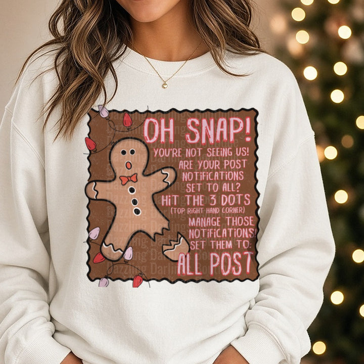 Oh snap - engagement DTF transfer shown on a Comfort Colors sweatshirt