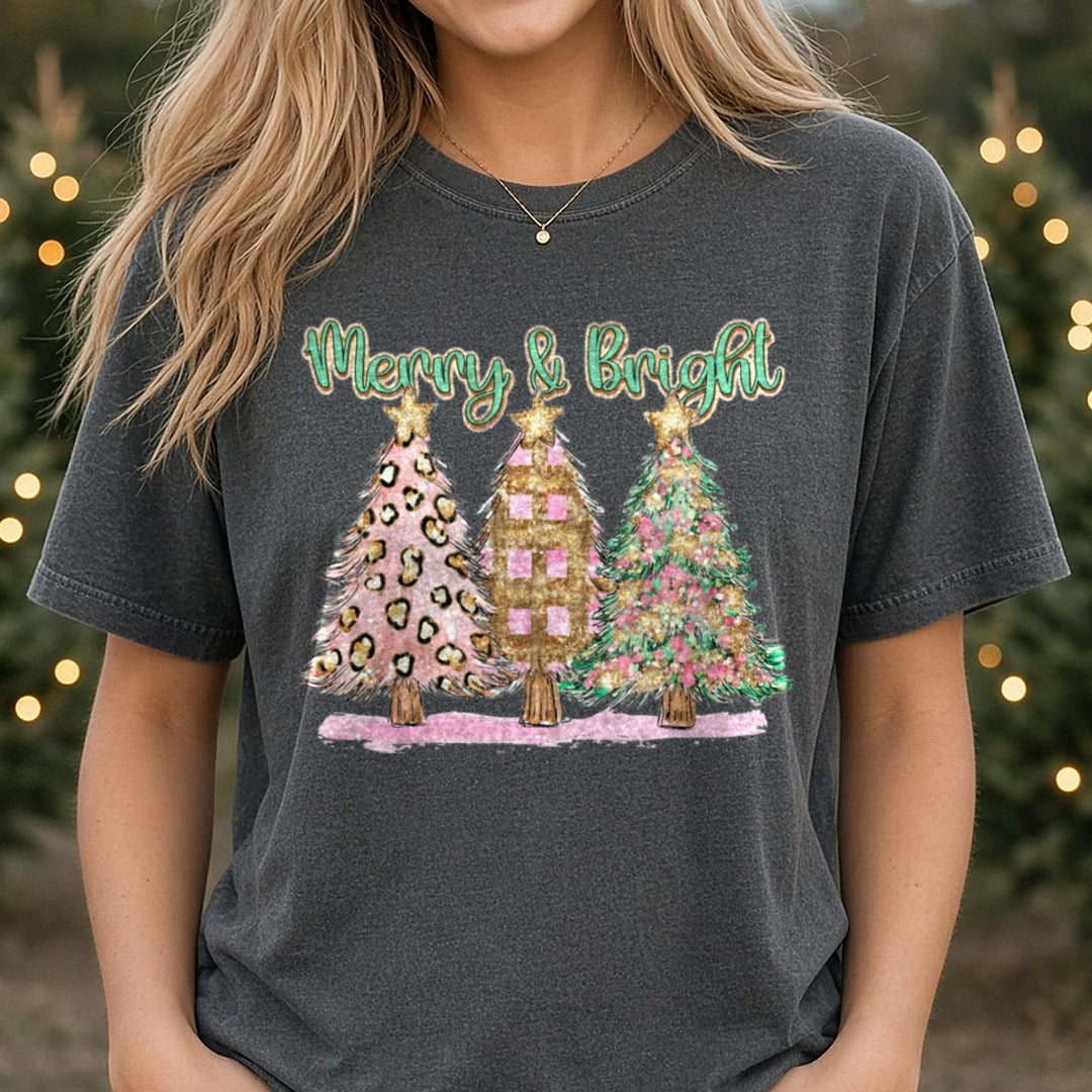 Merry - Copy DTF transfer shown on a Comfort Colors tee