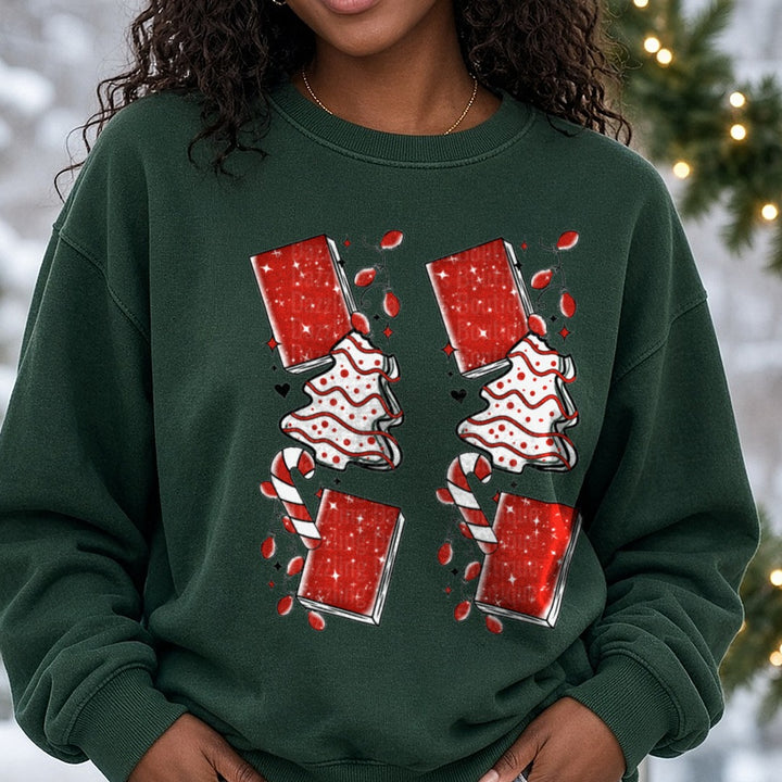 Christmas Ghistie with Book Sleeve DTF transfer shown on a Comfort Colors sweatshirt