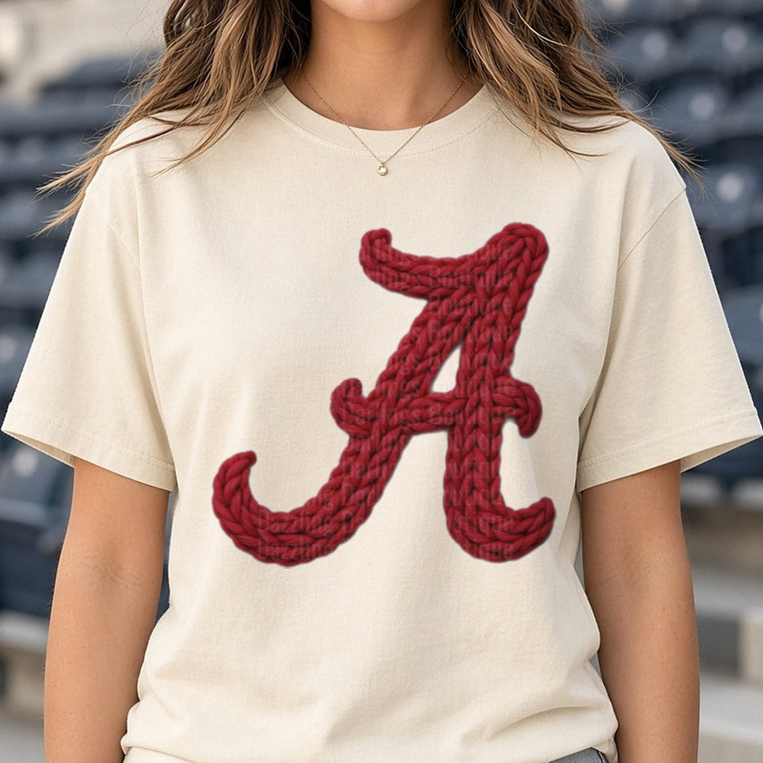 Alabama DTF transfer shown on a Comfort Colors tee