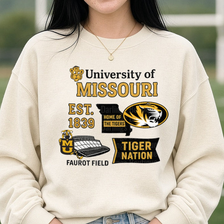 Missouri DTF transfer shown on a Comfort Colors sweatshirt