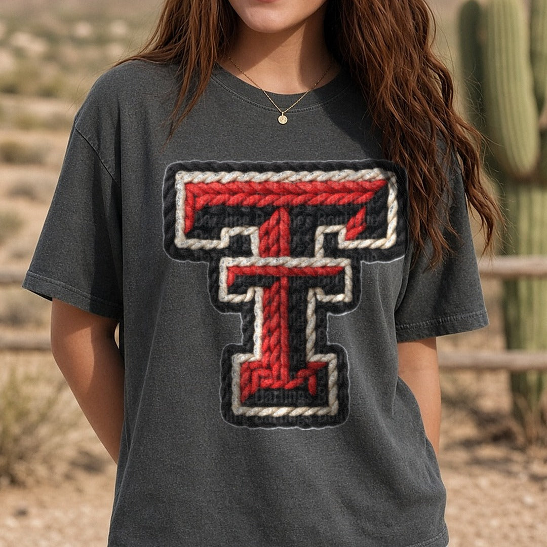 Texas Tech DTF transfer shown on a Comfort Colors tee