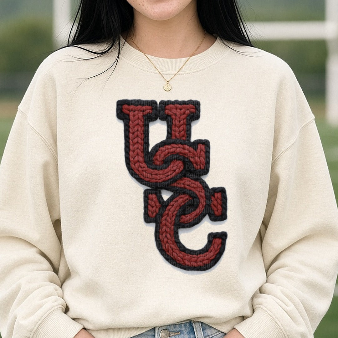 Usc University of South Carolina DTF transfer shown on a Comfort Colors sweatshirt