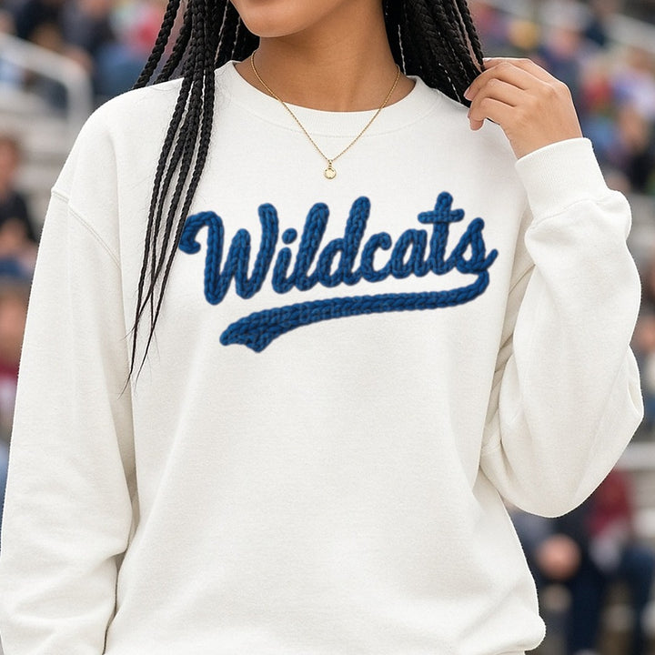 Wildcats DTF transfer shown on a Comfort Colors sweatshirt