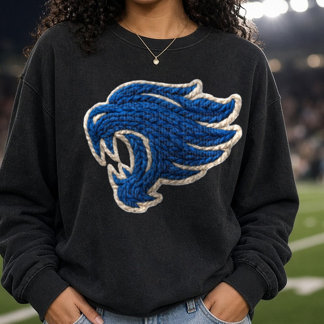 New Wildcats crochet DTF transfer shown on a Comfort Colors sweatshirt