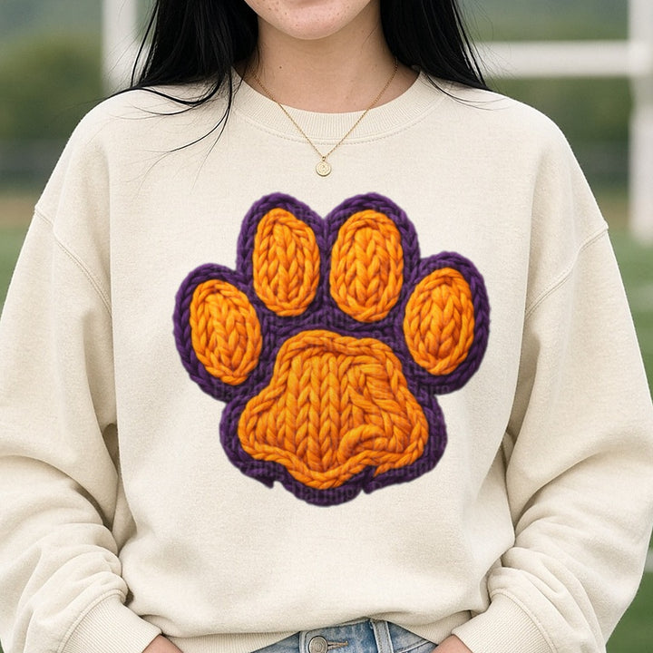 Clemson Tigers DTF transfer shown on a Comfort Colors sweatshirt