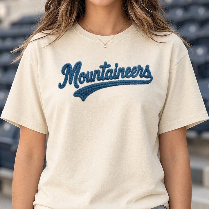 Mountaineers DTF transfer shown on a Comfort Colors tee