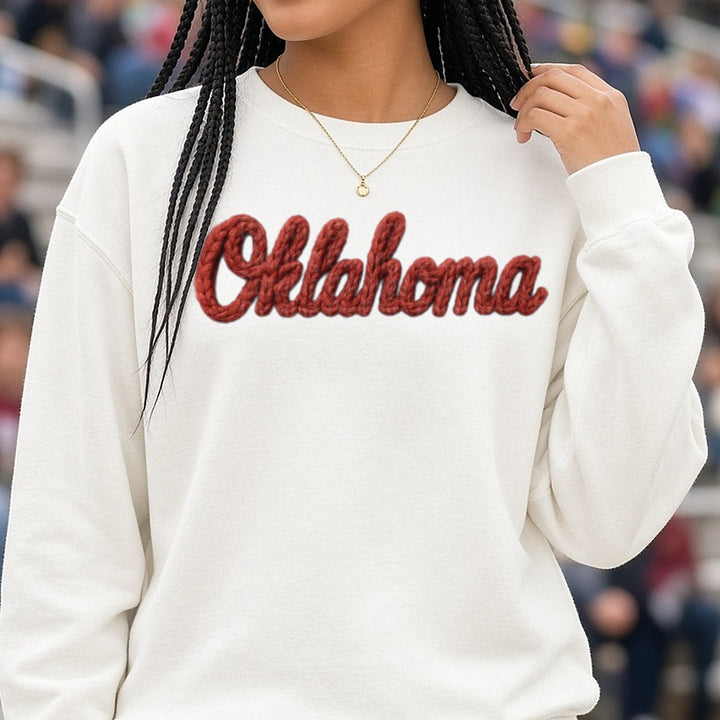 Oklahoma DTF transfer shown on a Comfort Colors sweatshirt