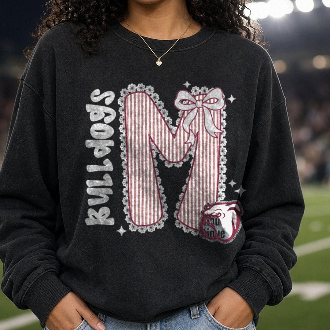 Bulldogs DTF transfer shown on a Comfort Colors sweatshirt
