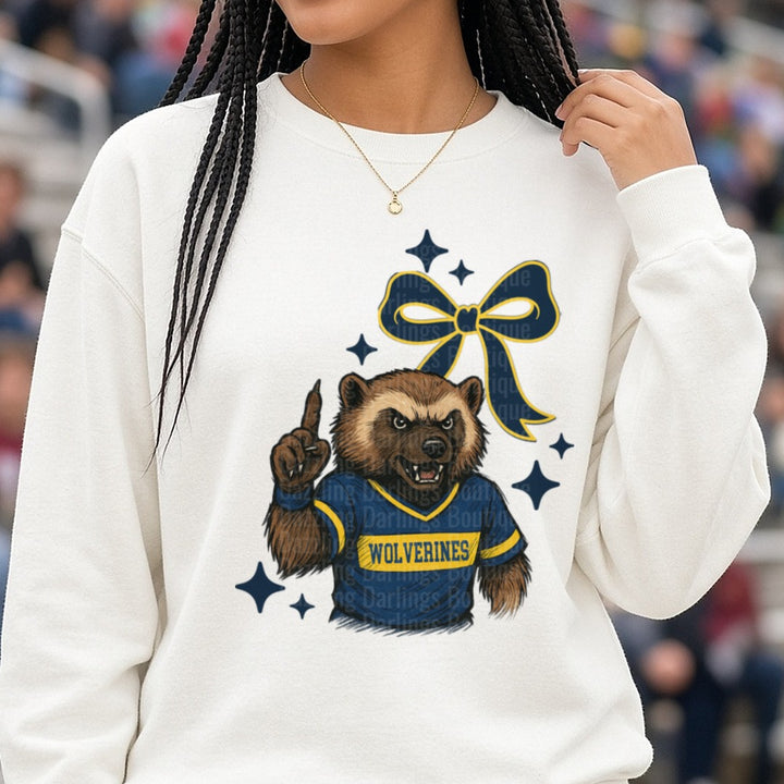 Wolverines DTF transfer shown on a Comfort Colors sweatshirt
