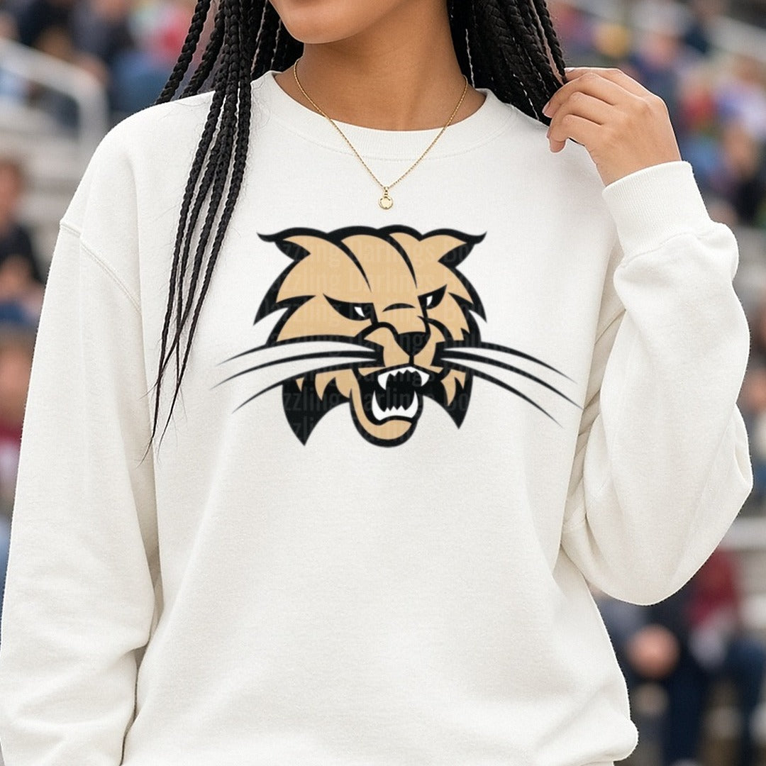 Bobcats DTF transfer shown on a Comfort Colors sweatshirt