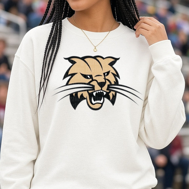 Bobcats DTF transfer shown on a Comfort Colors sweatshirt