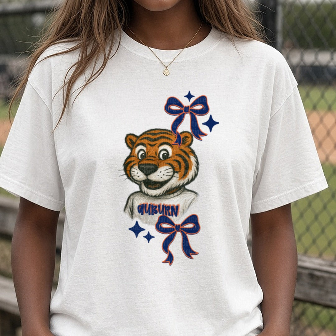 Auburn tigers DTF transfer shown on a Comfort Colors tee