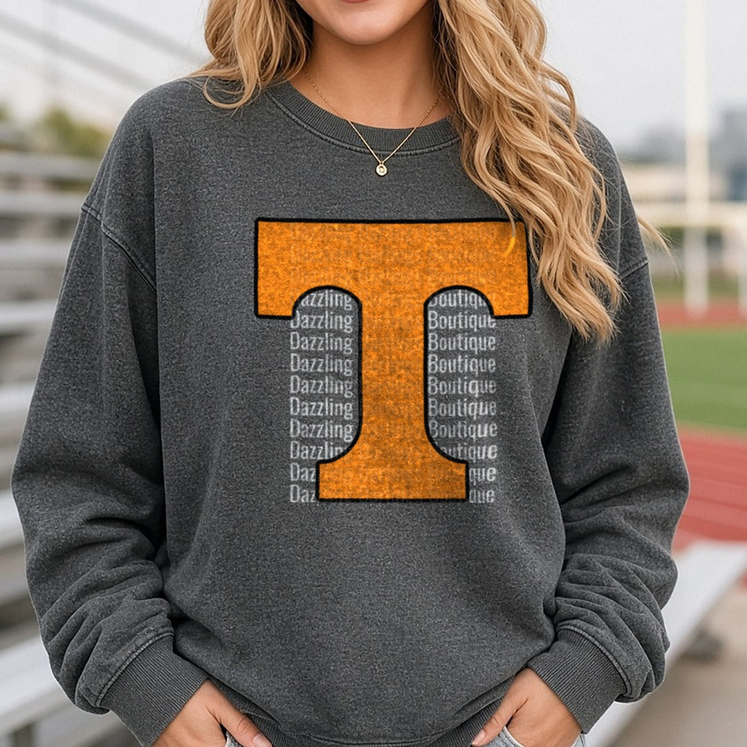 tennessee vols logo DTF transfer shown on a Comfort Colors sweatshirt