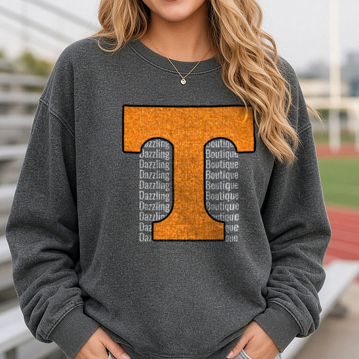 tennessee vols logo DTF transfer shown on a Comfort Colors sweatshirt