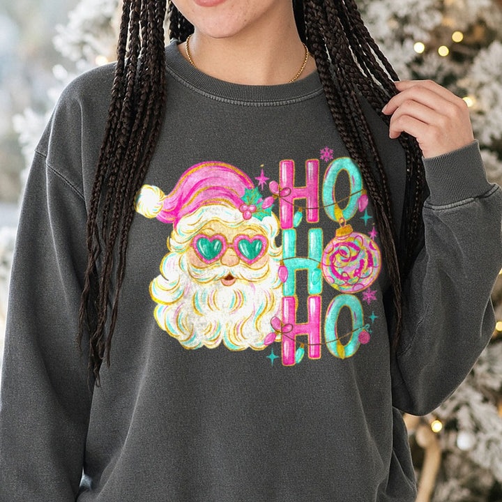 Hohoho3 DTF transfer shown on a Comfort Colors sweatshirt